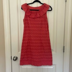 Coral Eyelet Cotton Dress, Madison, S